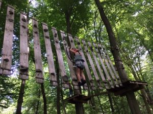 Beim Klettern im Kletterwald